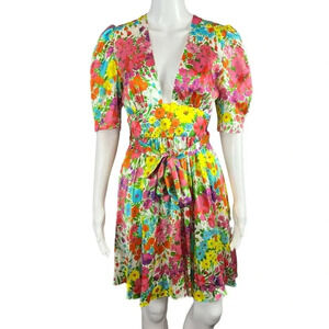 NWT Les Reveries Gigi Mini Dress Kaleidoscope Garden
White